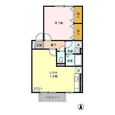 サンライフ広面(1LDK/2階)の間取り写真