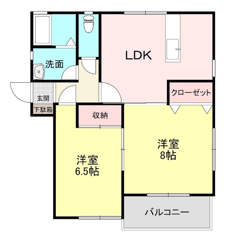 クレストハウス(2LDK/1階)の間取り写真