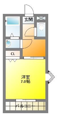 カモミール(1K/3階)の間取り写真