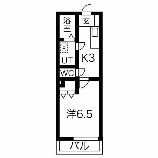 ネオハイム元柴田(1K/2階)の間取り写真