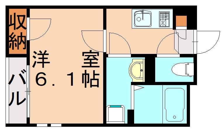 クレイノエルヴィータ東比恵(1K/1階)の間取り写真