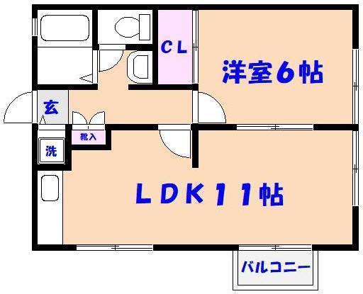 ルミエール(1LDK/1階)の間取り写真