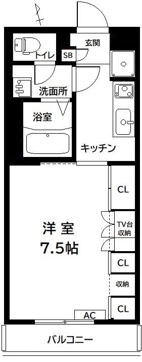 ジュネス(1K/3階)の間取り写真
