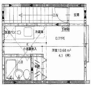 グラールゼームス坂C棟(ワンルーム/2階)の間取り写真