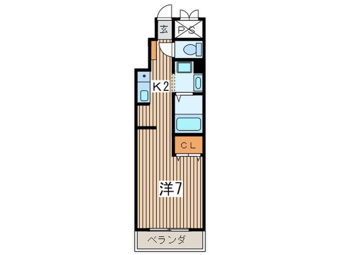 FINE(1K/2階)の間取り写真