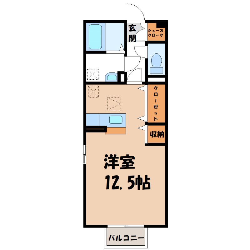 ＪＲ高崎線 深谷駅 徒歩8分 2階建 築18年(ワンルーム/1階)の間取り写真