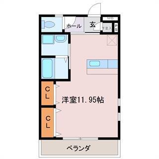 カーム宮永(ワンルーム/2階)の間取り写真