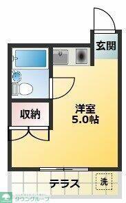 シャングリラ越谷(ワンルーム/1階)の間取り写真