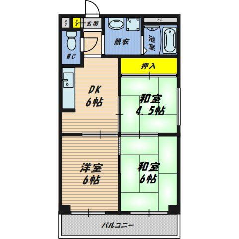 新栄プロパティー千林II(3DK/4階)の間取り写真