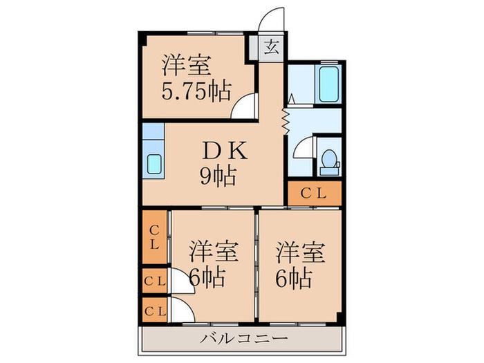 サンライフ幸崎(3DK/1階)の間取り写真
