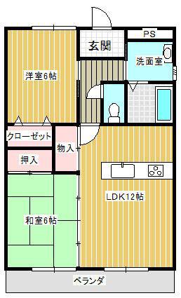 ベルメゾンカワモト2(2LDK/3階)の間取り写真