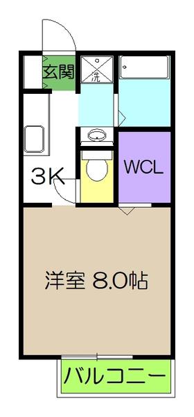 IVY COURT A棟(1K/1階)の間取り写真