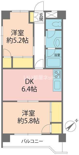 マルヤスビル(2DK/3階)の間取り写真