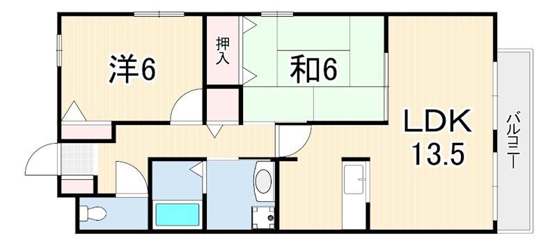 ラフォーレ武庫之荘(2LDK/3階)の間取り写真