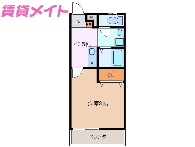ラックス富田(1K/2階)の間取り写真