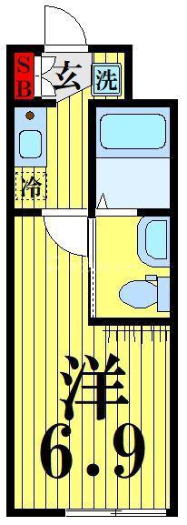 GRANDIR西新井大師(1K/2階)の間取り写真