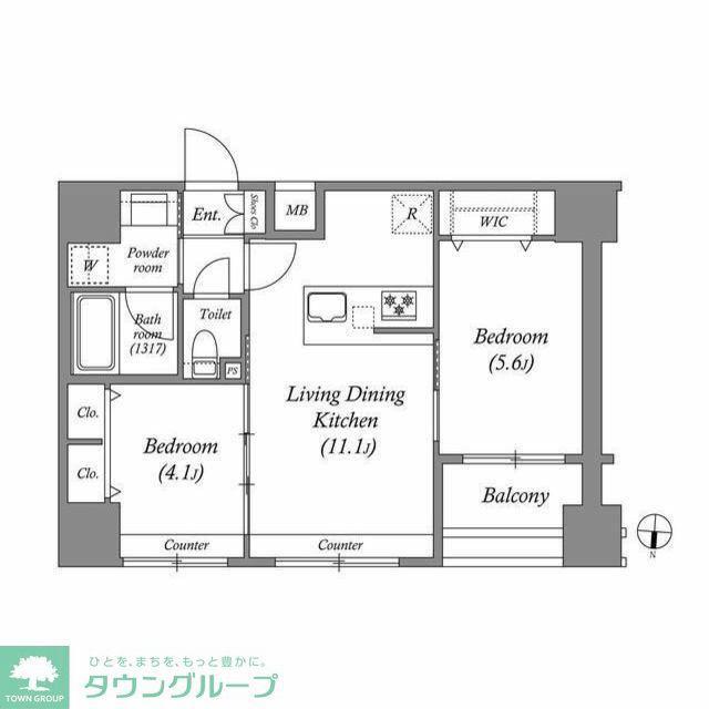 ACP RESIDENCE 中野新橋(2LDK/4階)の間取り写真