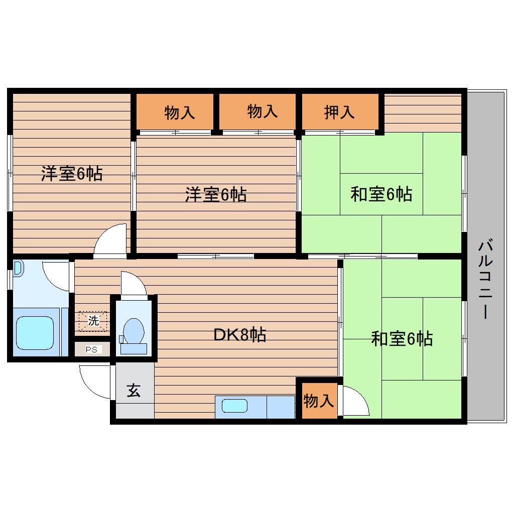 幸町菅原マンション(4DK/2階)の間取り写真