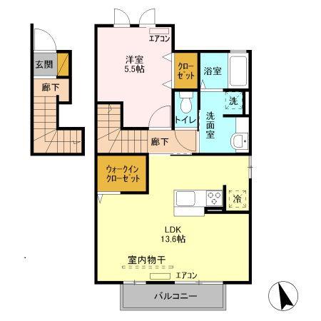 ラ・プランタン F(1LDK/2階)の間取り写真