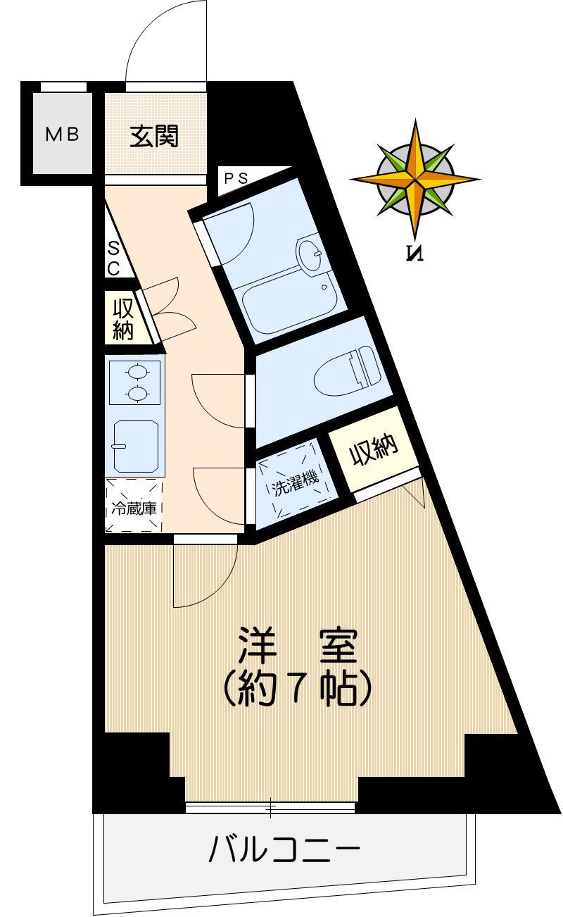 パレステュディオ文京音羽(1K/6階)の間取り写真