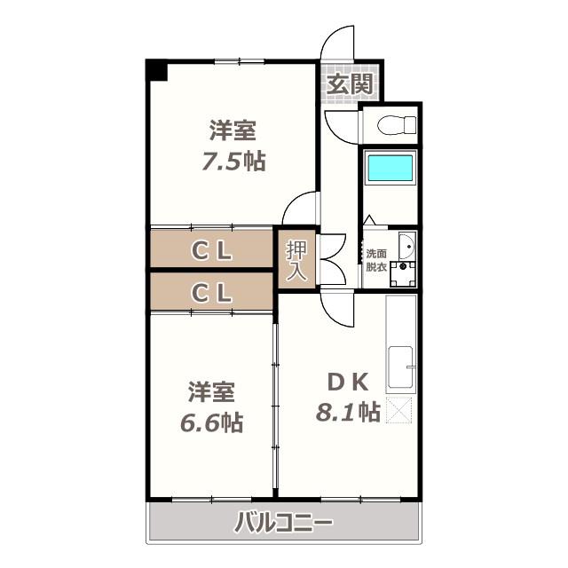 エクセル前田(2LDK/2階)の間取り写真