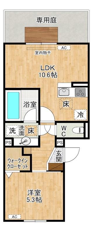 M・K・K 高峰町(1LDK/1階)の間取り写真
