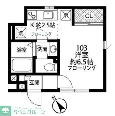 グレイス南浦和B棟(1K/1階)の間取り写真