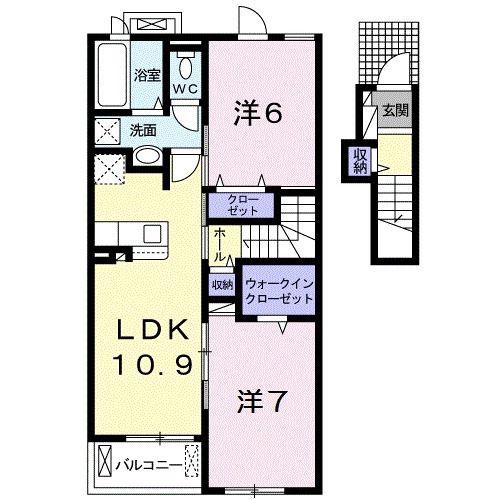 ラフレシール ホーノ(2LDK/2階)の間取り写真