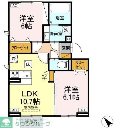 プランドール(2LDK/1階)の間取り写真