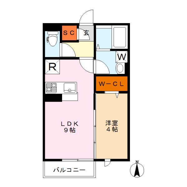 ドエルS・NIII(1LDK/2階)の間取り写真