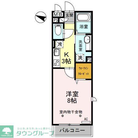 ロイジェントパークスレイクタウンK(1K/2階)の間取り写真
