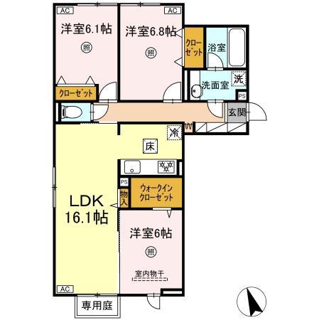 トリシア寺塚(3LDK/1階)の間取り写真