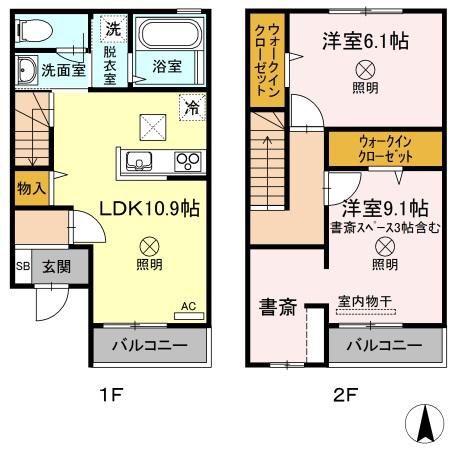 カサベルデ(2LDK/1階)の間取り写真