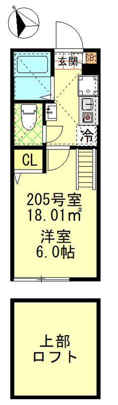 GRIP吉祥寺II(1K/2階)の間取り写真