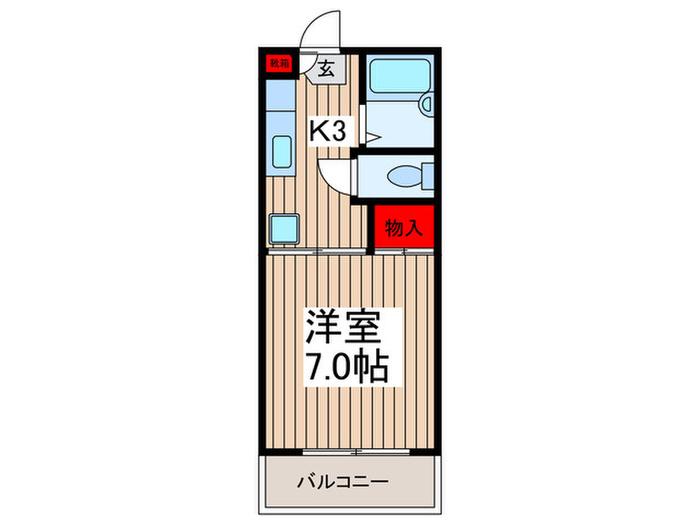 東仲町ハイツ(1K/2階)の間取り写真