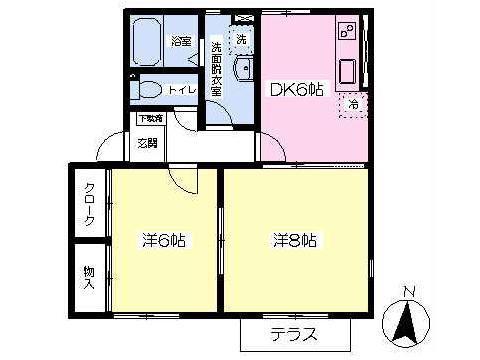 サンフォルテ(2DK/1階)の間取り写真