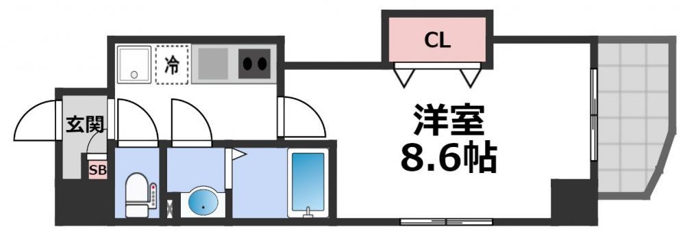 LUXE玉造III(1K/10階)の間取り写真