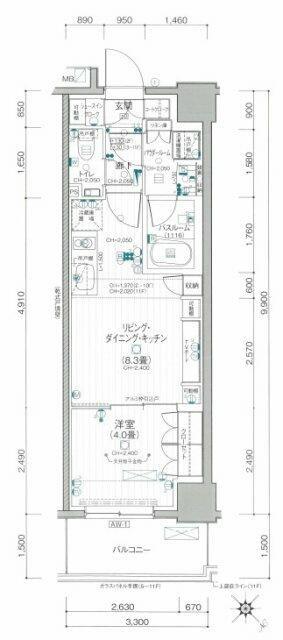 デュオステージ関内II(1LDK/10階)の間取り写真