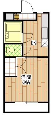 マンションヒカリI(1DK/3階)の間取り写真