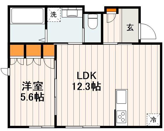 BLANC大岡山(1LDK/1階)の間取り写真