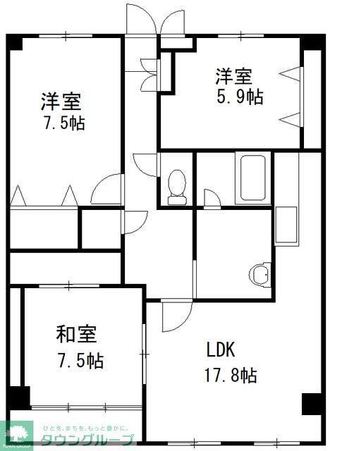 ルーブル緑ヶ丘(3LDK/2階)の間取り写真