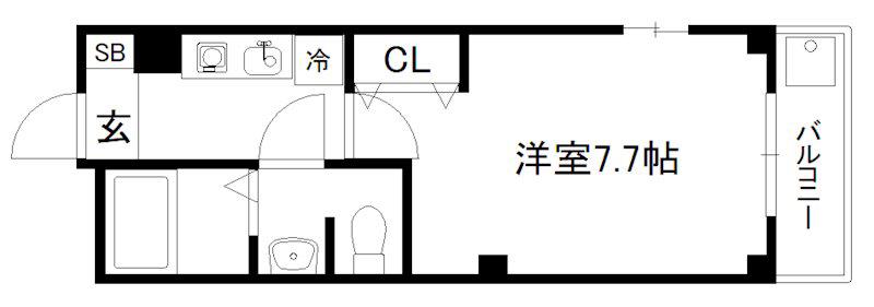 シャトー五福(1K/1階)の間取り写真