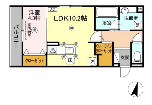 フィオーレ(1LDK/1階)の間取り写真