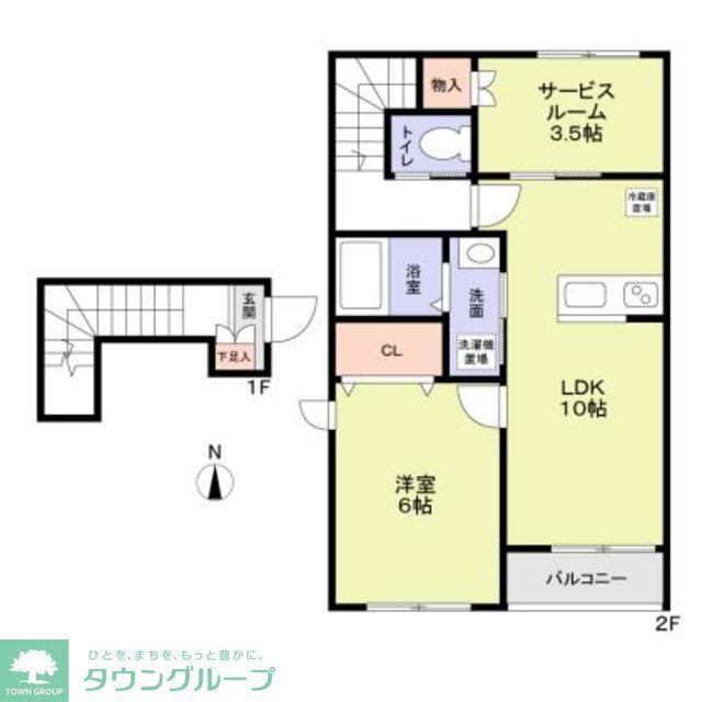 BLOOMGARDEN 江原(1SLDK/2階)の間取り写真