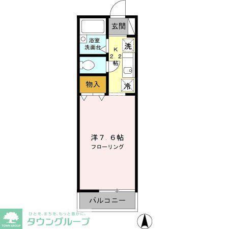 ヴィラ・ファミーユA棟(1K/2階)の間取り写真