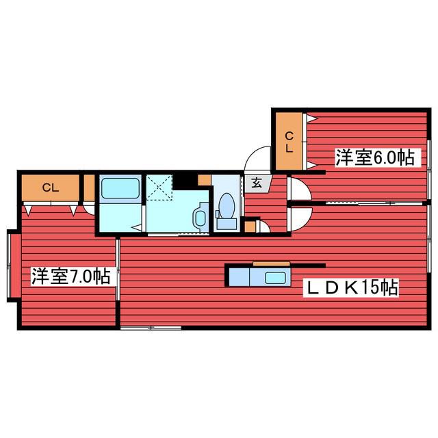 クリオ牧(2LDK/2階)の間取り写真