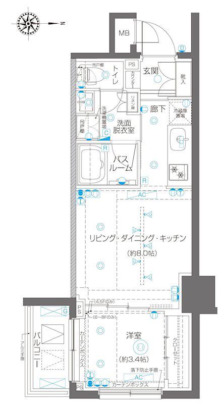 ZOOM高田馬場(1LDK/4階)の間取り写真