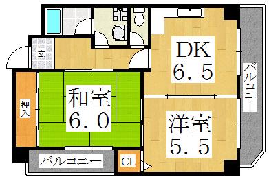 グレイスパイン(2DK/4階)の間取り写真