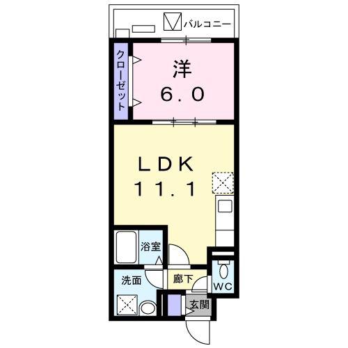 ヴェルヴェーヌ(1LDK/5階)の間取り写真
