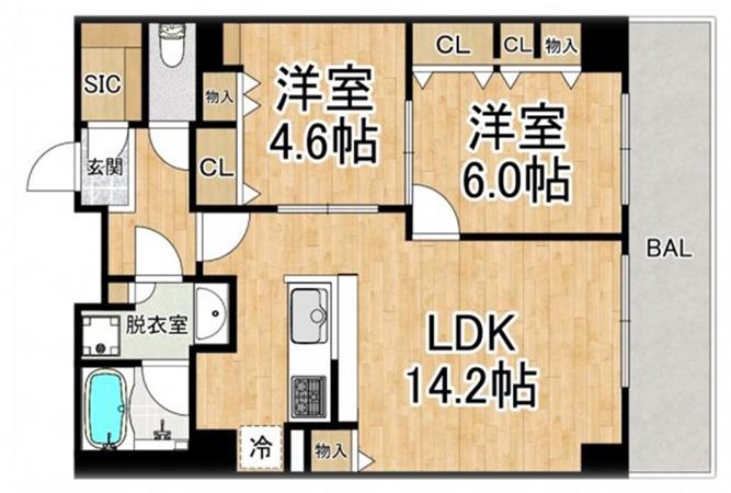 エスリード長堀タワー(1K/15階)の間取り写真
